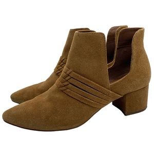 Able Booties Joselyne Brown Suede Leather Heeled Ankle Cut Out Womens Size 8.5